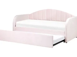 Cama Dupla Em Veludo Rosa Pastel 90 X 200 Cm Eyburie