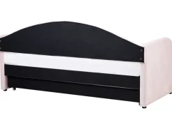 Cama Dupla Em Veludo Rosa Pastel 90 X 200 Cm Eyburie