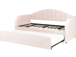 Cama Dupla Em Veludo Rosa Pastel 90 X 200 Cm Eyburie