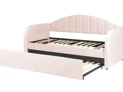 Cama Dupla Em Veludo Rosa Pastel 90 X 200 Cm Eyburie