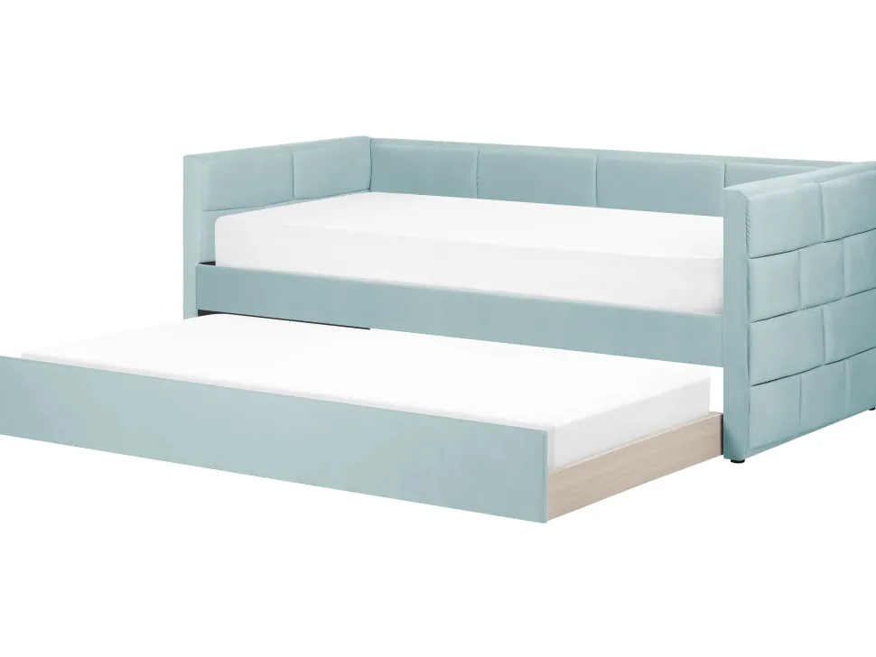 Cama Dupla Em Veludo Verde Menta 90 X 200 Cm Chavonne