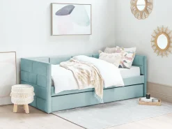 Cama Dupla Em Veludo Verde Menta 90 X 200 Cm Chavonne
