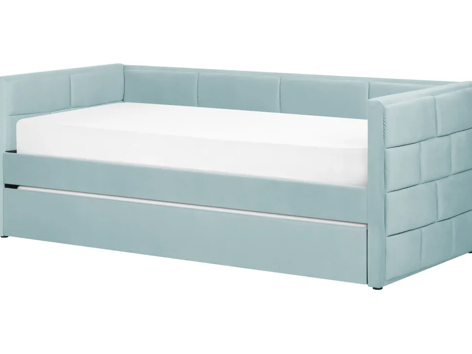 Cama Dupla Em Veludo Verde Menta 90 X 200 Cm Chavonne