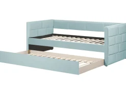 Cama Dupla Em Veludo Verde Menta 90 X 200 Cm Chavonne
