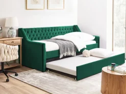 Cama Dupla Em Veludo Verde Esmeralda 90 X 200 Cm Montargis