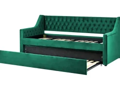 Cama Dupla Em Veludo Verde Esmeralda 90 X 200 Cm Montargis