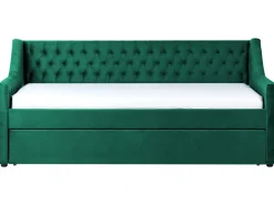 Cama Dupla Em Veludo Verde Esmeralda 90 X 200 Cm Montargis