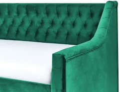 Cama Dupla Em Veludo Verde Esmeralda 90 X 200 Cm Montargis