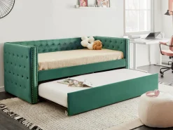 Cama Dupla Em Veludo Verde Esmeralda 90 X 200 Cm Gassin