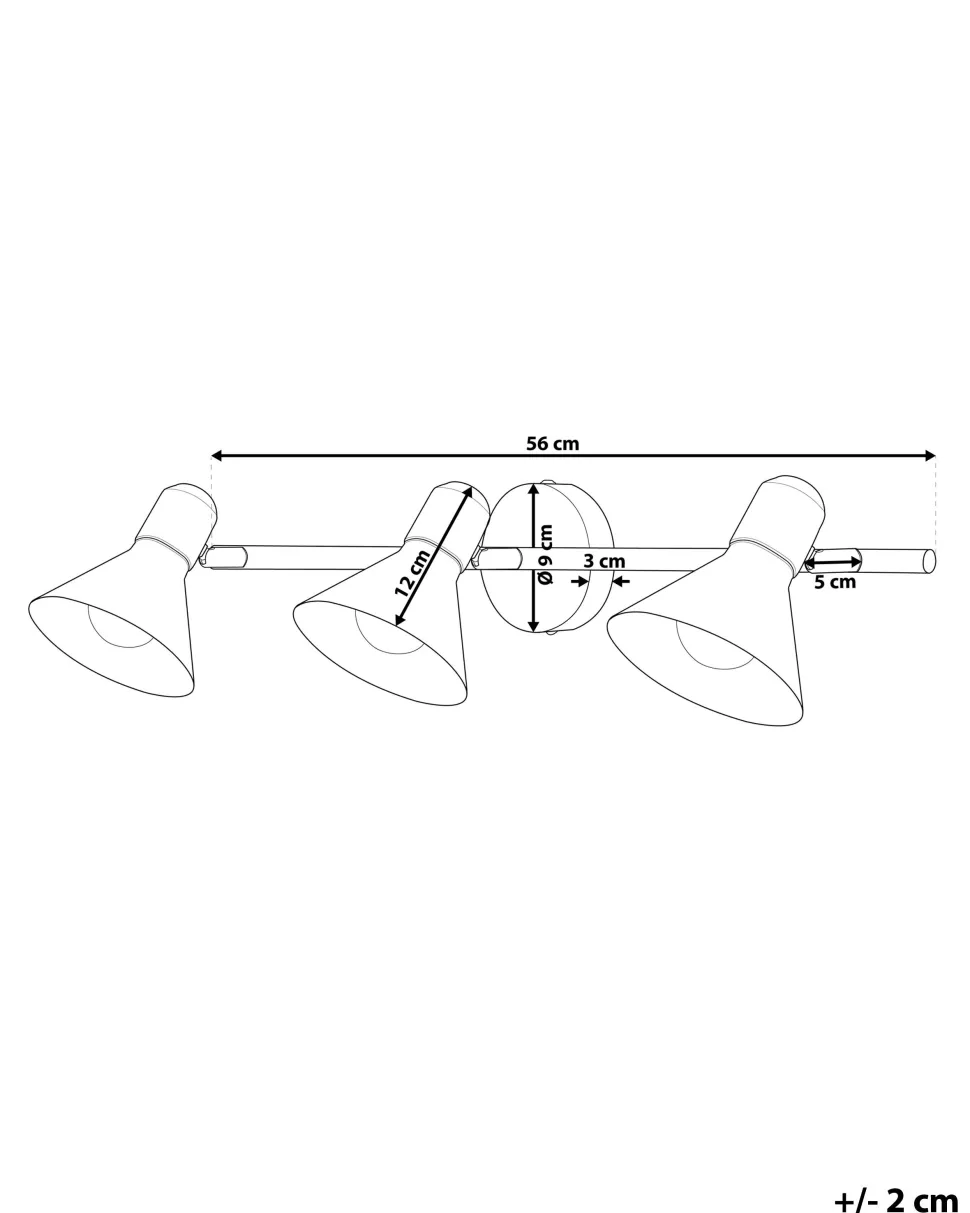 Candeeiro 3 Luzes De Parede Ou Teto Em Metal Preto E Dourado Mersey Ill