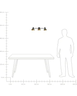 Candeeiro 3 Luzes De Parede Ou Teto Em Metal Preto E Dourado Mersey Ill