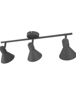 Candeeiro 3 Luzes De Parede Ou Teto Em Metal Preto E Dourado Mersey Ill