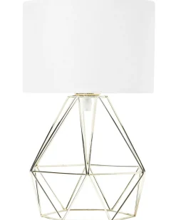 Candeeiro De Mesa 35 Cm Branco E Dourado Maroni