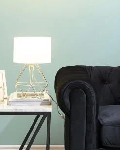 Candeeiro De Mesa 35 Cm Branco E Dourado Maroni