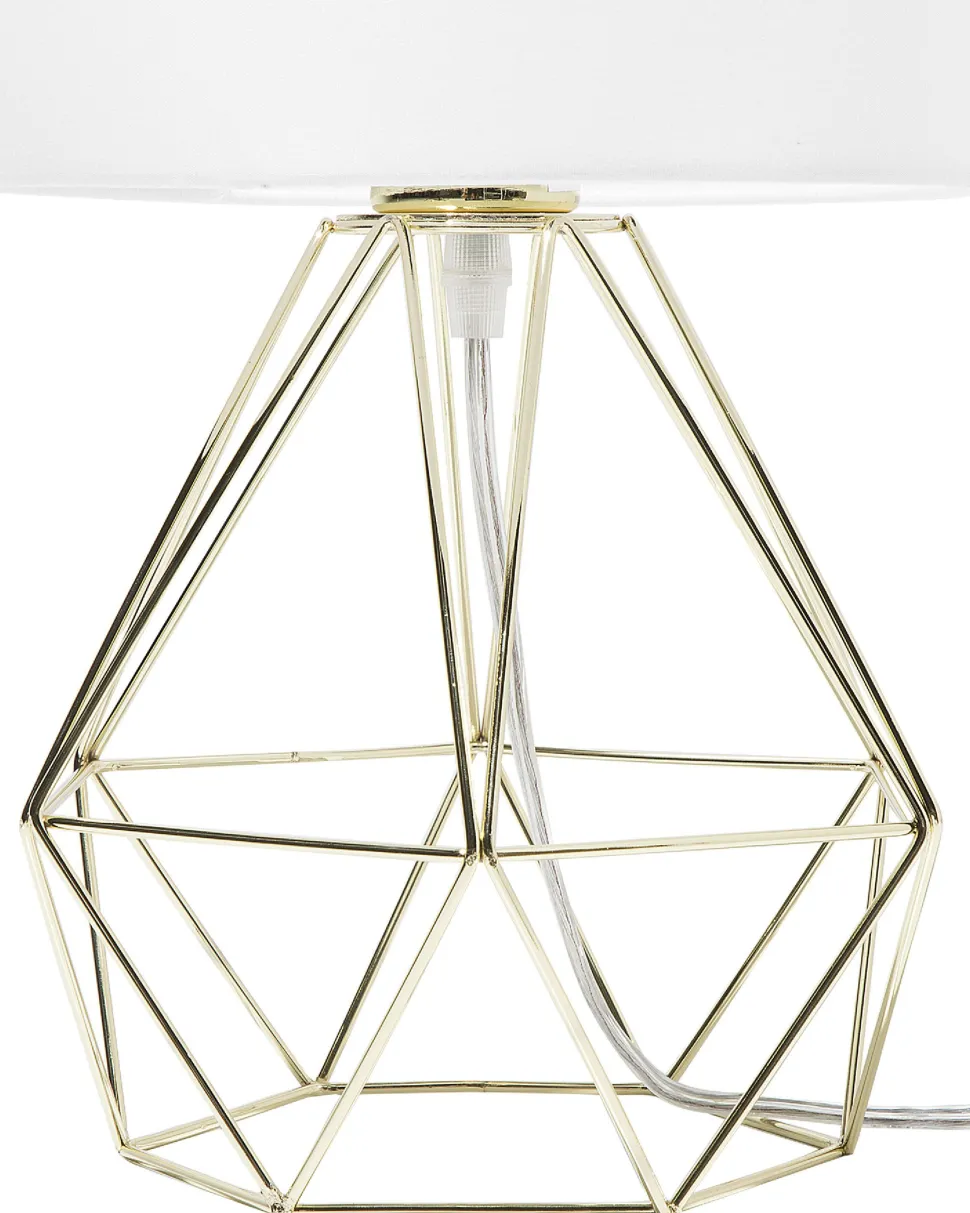 Candeeiro De Mesa 35 Cm Branco E Dourado Maroni
