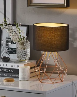 Candeeiro De Mesa 35 Cm Preto E Cor De Cobre Maroni