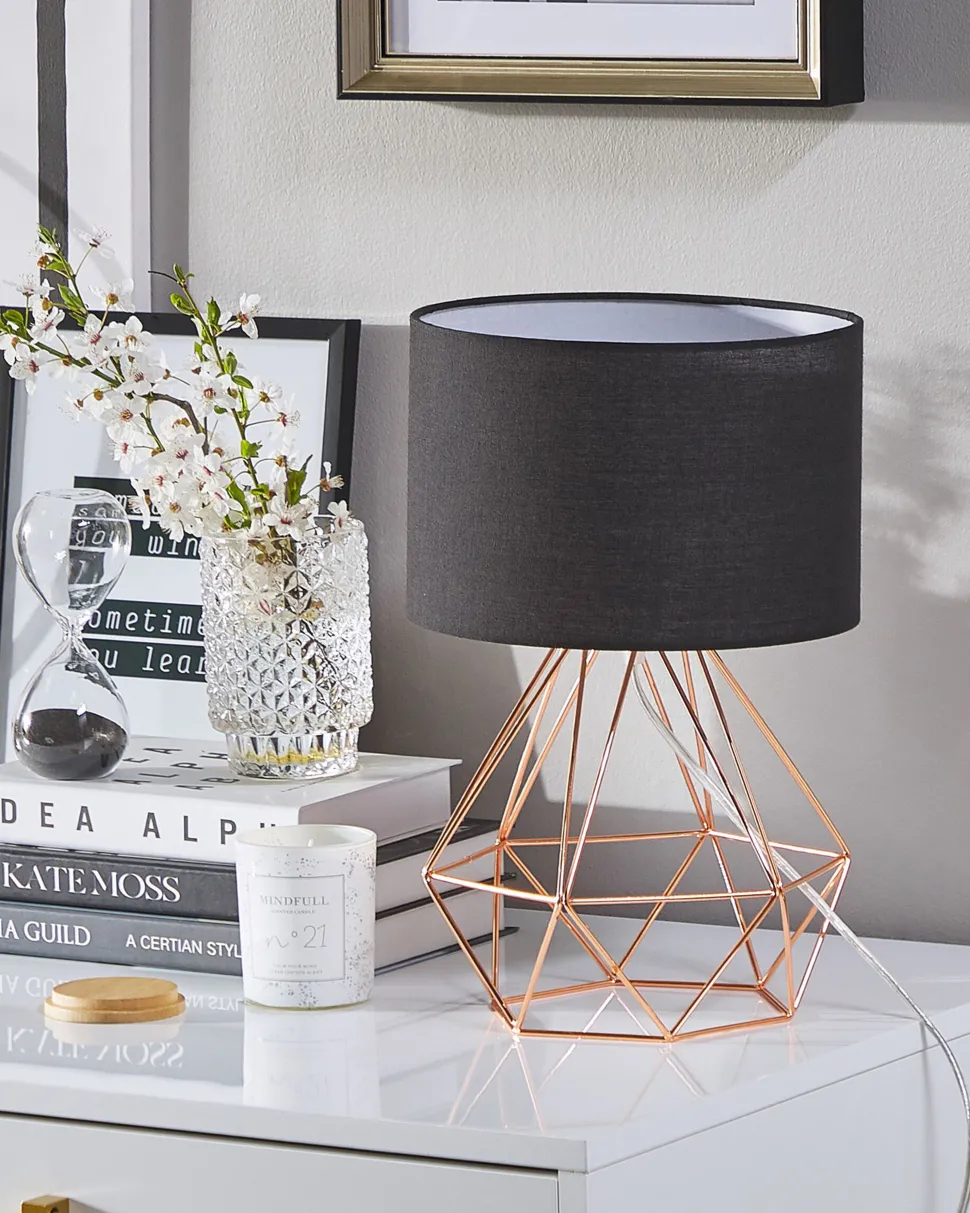 Candeeiro De Mesa 35 Cm Preto E Cor De Cobre Maroni