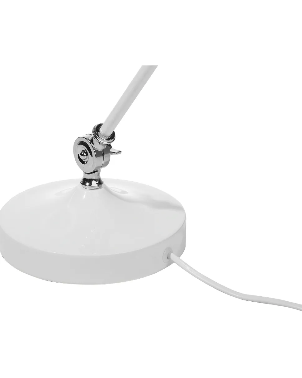 Candeeiro De Mesa Articulado Em Metal Branco Cabris