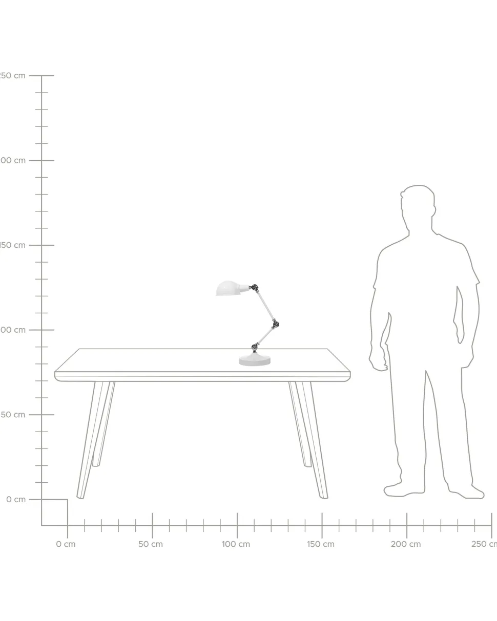 Candeeiro De Mesa Articulado Em Metal Branco Cabris