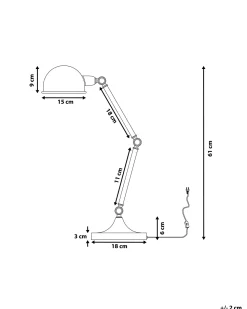 Candeeiro De Mesa Articulado Em Metal Branco Cabris