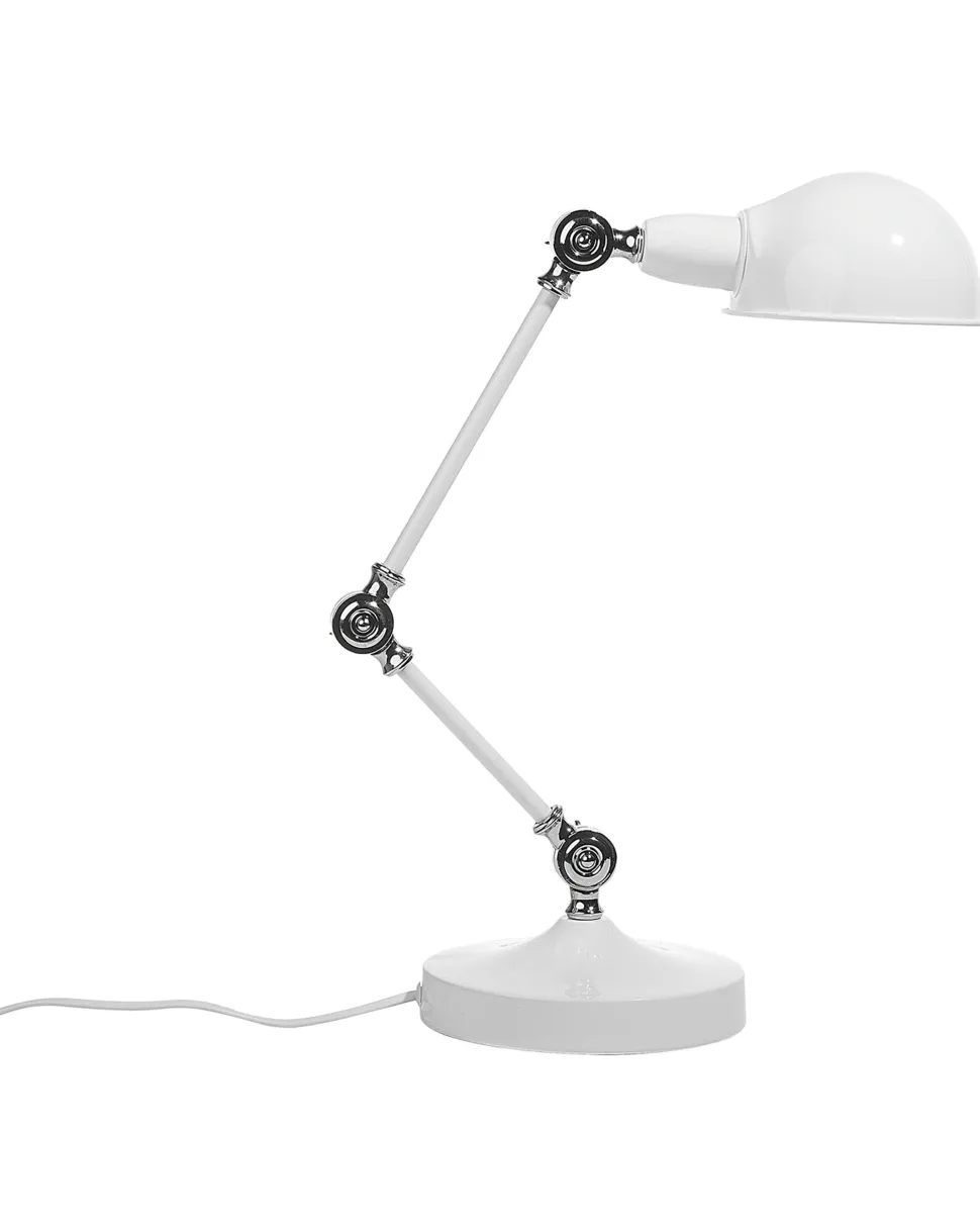 Candeeiro De Mesa Articulado Em Metal Branco Cabris