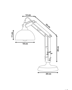 Candeeiro De Mesa Articulado Em Metal Branco E Madeira Salado