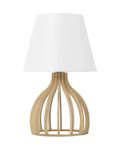 Candeeiro De Mesa Branco Em Madeira Agueda