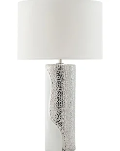 Candeeiro De Mesa Branco E Prateado Aiken