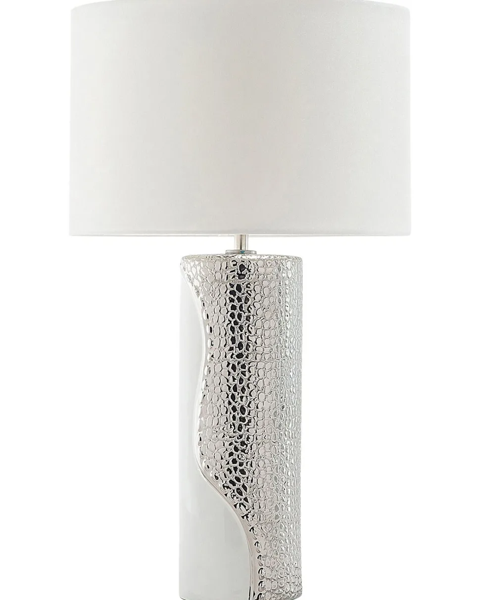 Candeeiro De Mesa Branco E Prateado Aiken