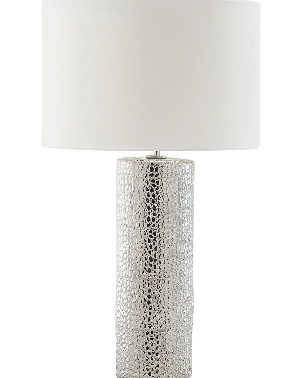 Candeeiro De Mesa Branco E Prateado Aiken