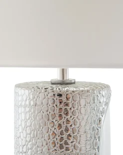 Candeeiro De Mesa Branco E Prateado Aiken