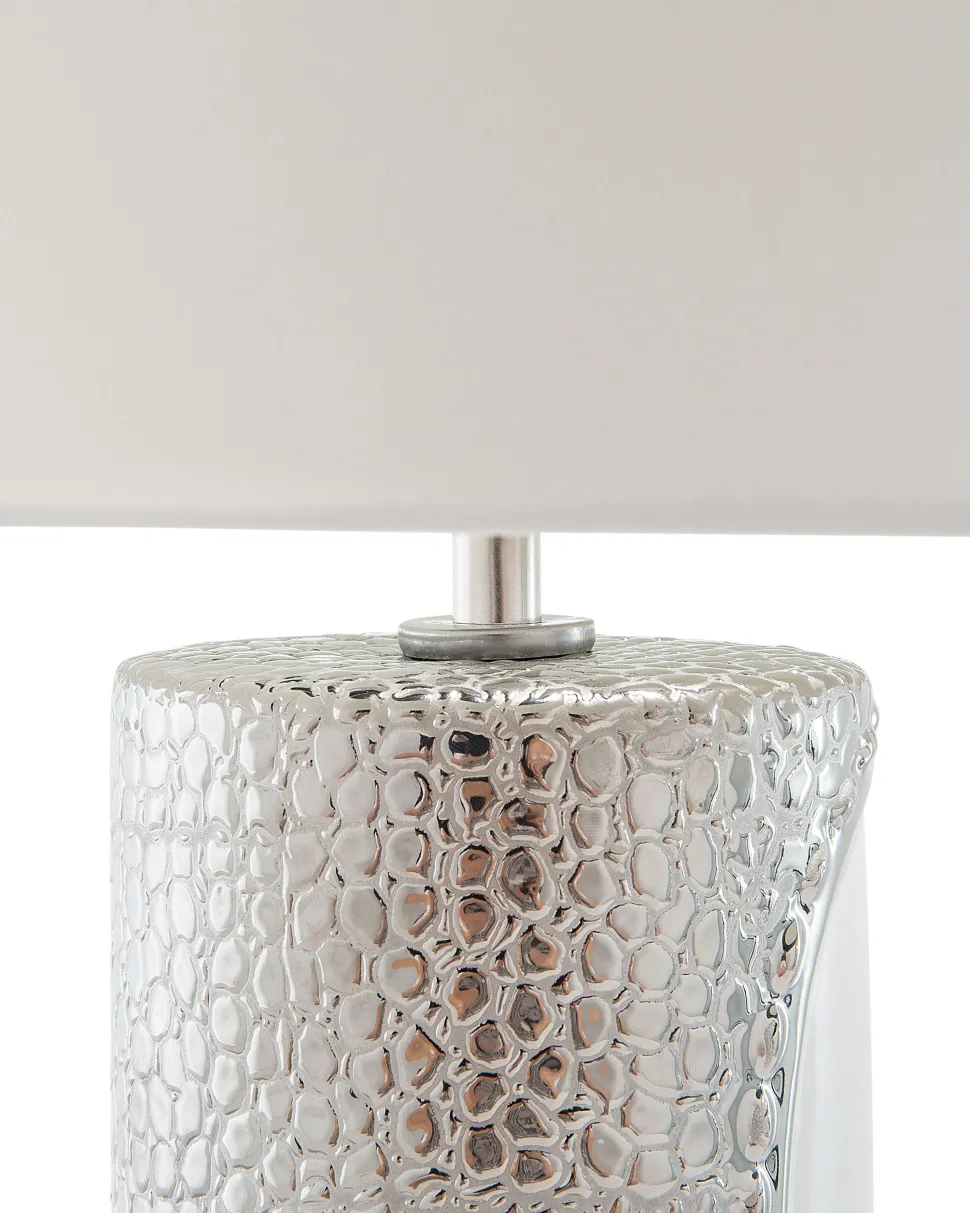 Candeeiro De Mesa Branco E Prateado Aiken