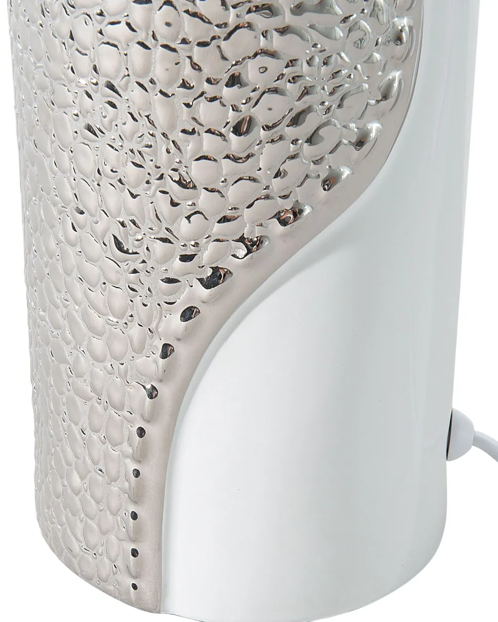 Candeeiro De Mesa Branco E Prateado Aiken