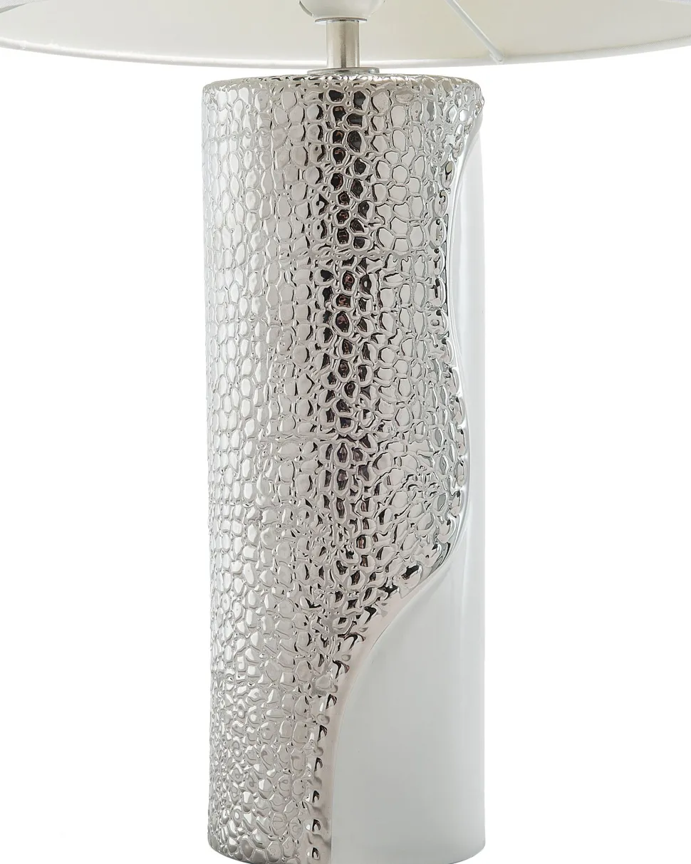 Candeeiro De Mesa Branco E Prateado Aiken