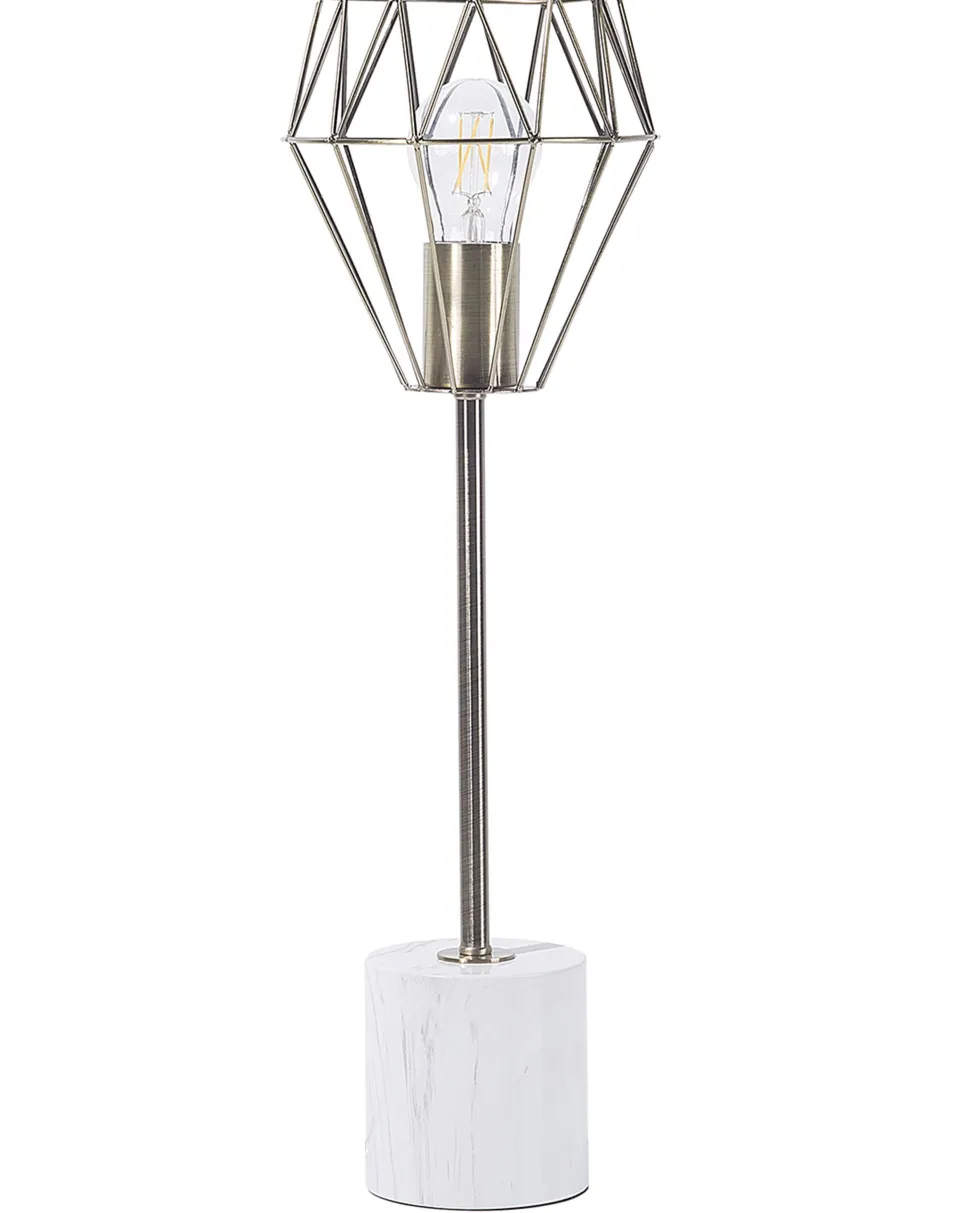 Candeeiro De Mesa Branco E Cor De Bronze 53 Cm Mooni Grande