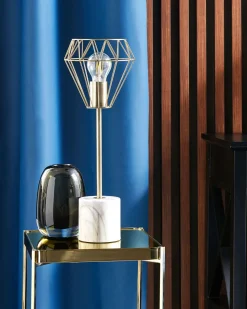 Candeeiro De Mesa Branco E Cor De Bronze 53 Cm Mooni Grande