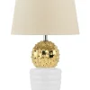 Candeeiro De Mesa Branco E Dourado Velise