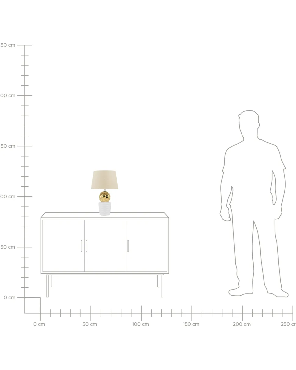 Candeeiro De Mesa Branco E Dourado Velise