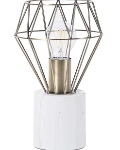 Candeeiro De Mesa Branco E Cor De Bronze 28 Cm Mooni Pequeno