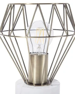 Candeeiro De Mesa Branco E Cor De Bronze 28 Cm Mooni Pequeno