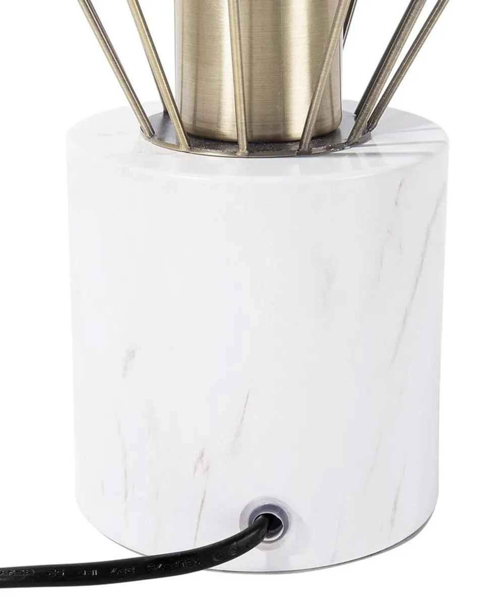 Candeeiro De Mesa Branco E Cor De Bronze 28 Cm Mooni Pequeno