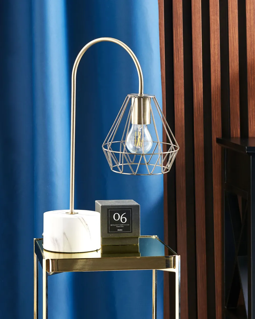 Candeeiro De Mesa Branco E Cor De Bronze 50 Cm Mooni