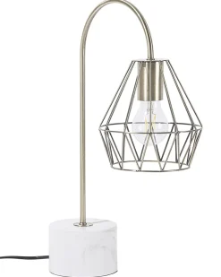 Candeeiro De Mesa Branco E Cor De Bronze 50 Cm Mooni