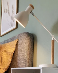 Candeeiro De Mesa Branco E Castanho Peckos