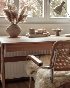 Candeeiro De Mesa Branco E Castanho Peckos