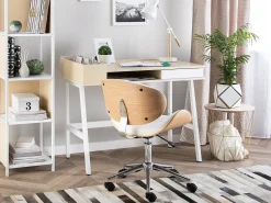 Candeeiro De Mesa Branco E Castanho Peckos