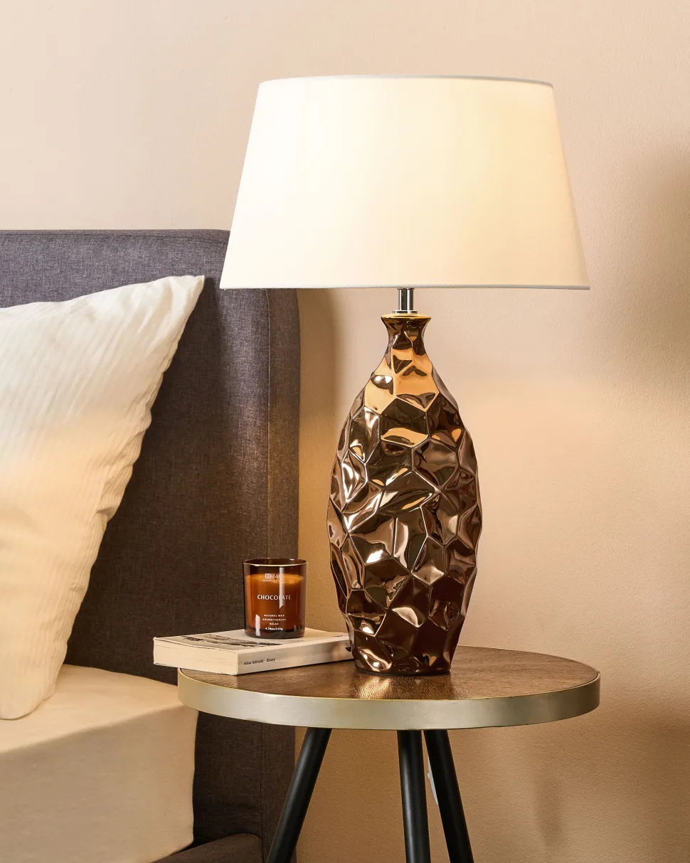 Candeeiro De Mesa Castanho Dourado Tori