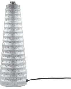 Candeeiro De Mesa Ceramica Prateada E Abajur Preto 58 Cm Vilnia