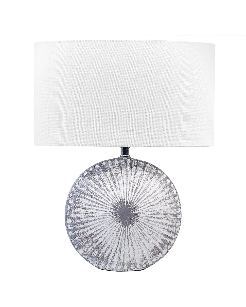 Candeeiro De Mesa Cinzento Com Abajur Em Forma De Tambor Yuna