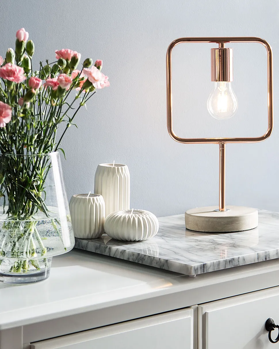 Candeeiro De Mesa Cor De Cobre Mundo